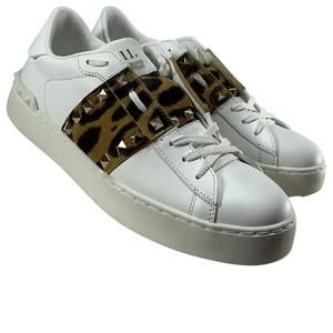 Untitled Rockstud Leopard Print Fur Spike White Sneakers Shoes E391